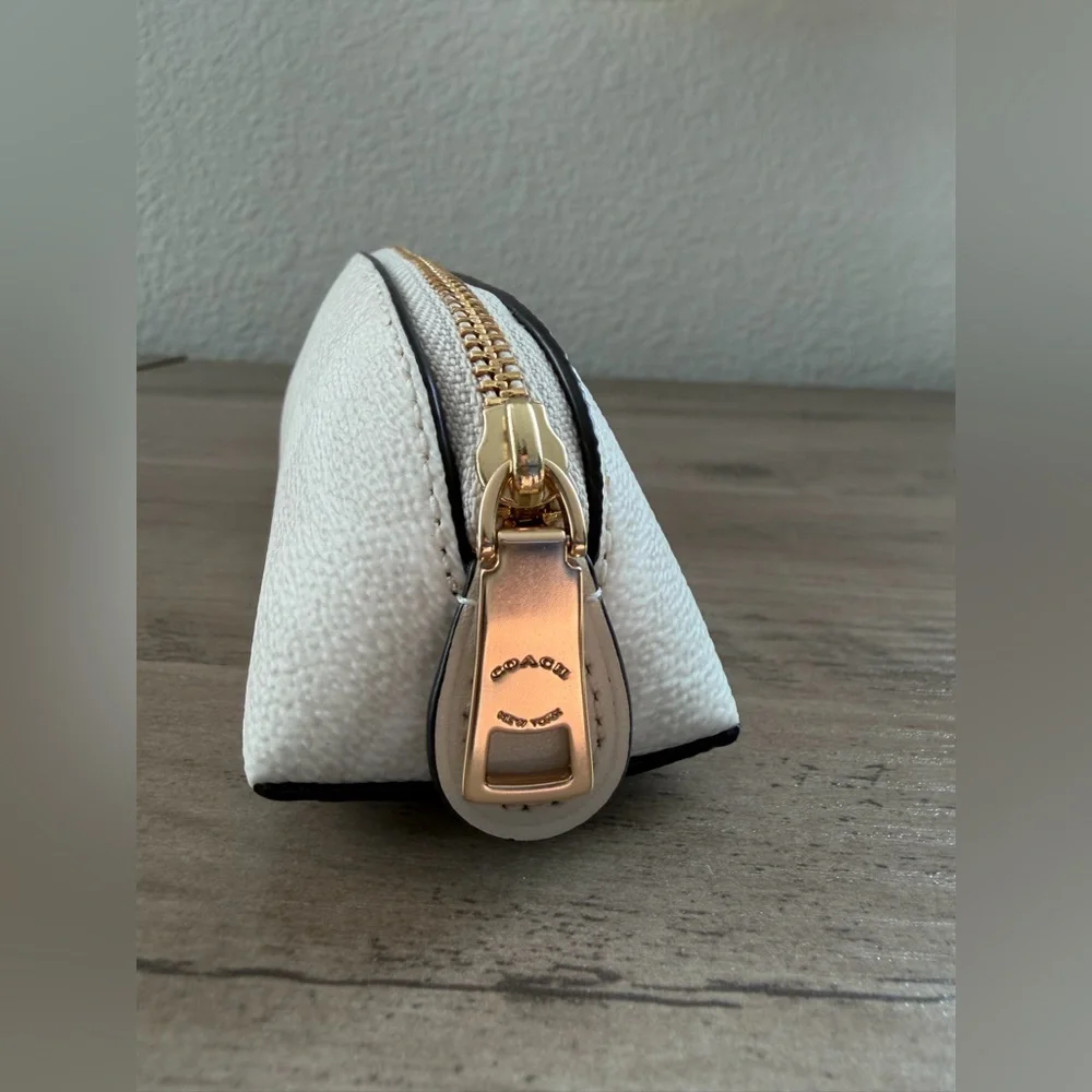 Coach White Pencil Case In Signature Canvas
